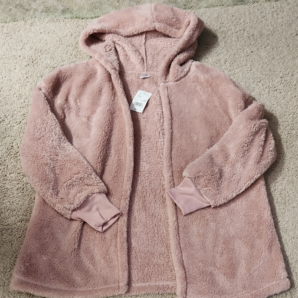 NWT Cold Crush Plush Hooded Mauve Cardigan Loungewear Sz Large